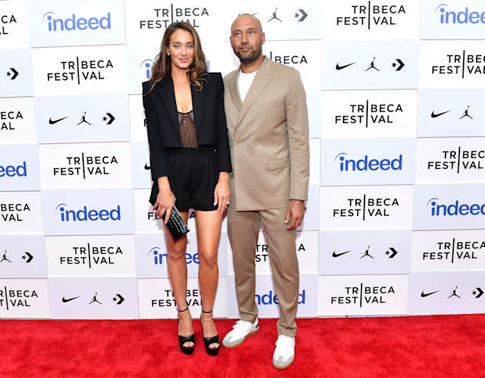 Hannah Jeter and Derek Jeter attend "The Captain" premiere during the 2022 Tribeca Festival at BMCC Tribeca PAC on June 12, 2022 in New York City.